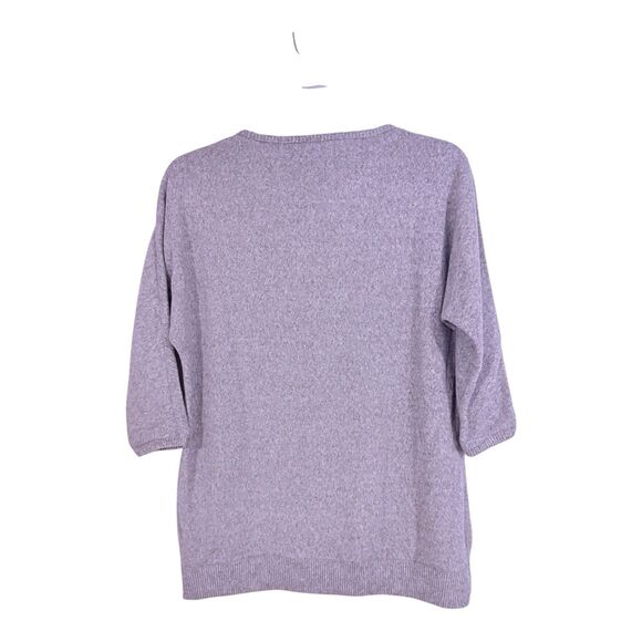 LOVE + LACE Top Women’s M Gray 3/4 Sleeve Bling Skii Season Graphic Sweater - Picture 2 of 11